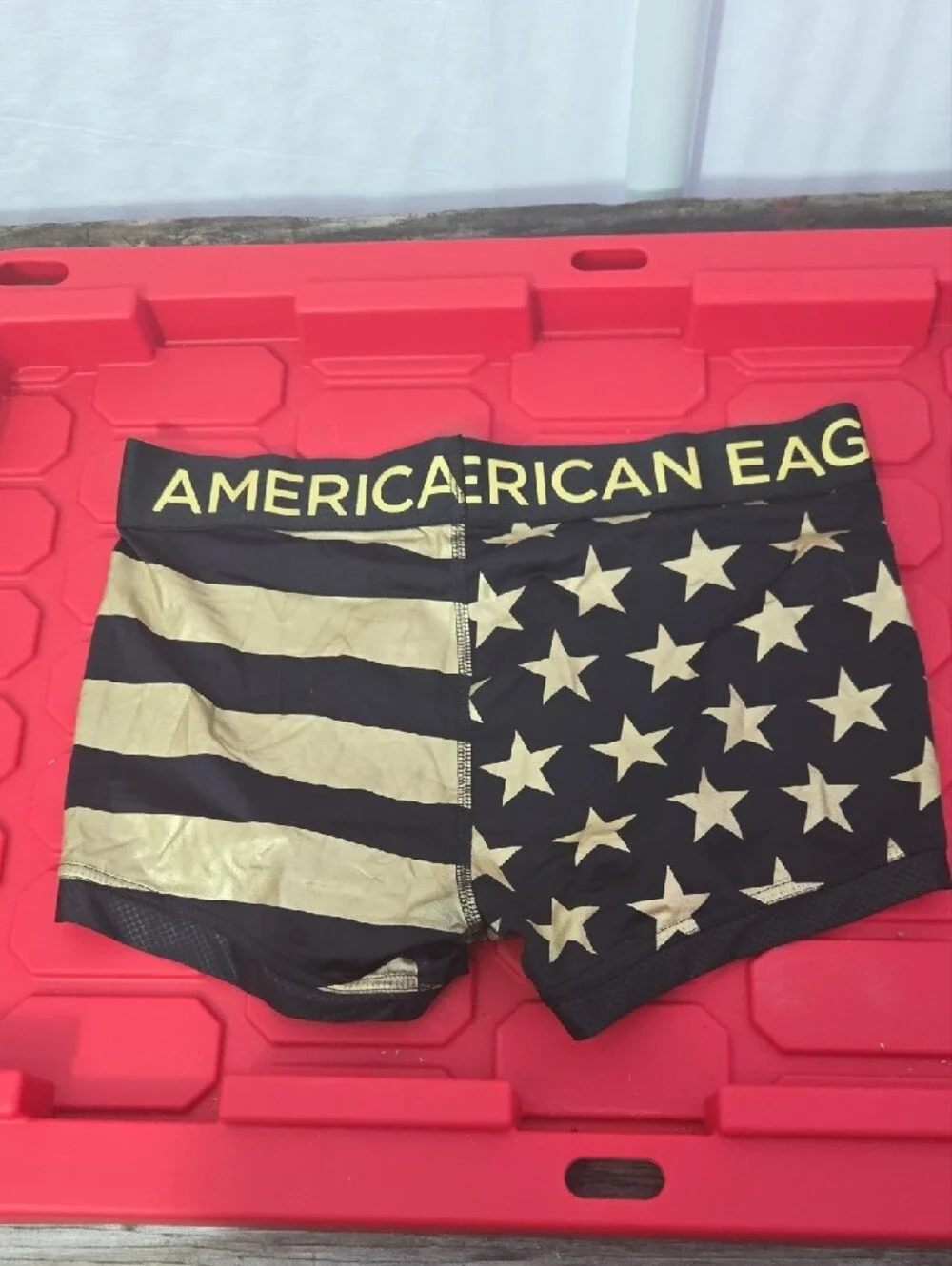 American Eagle Outfitters Black and Gold Star & Stripe Boxer Briefs